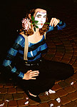 Anna as a mime with Deviant latex shirt